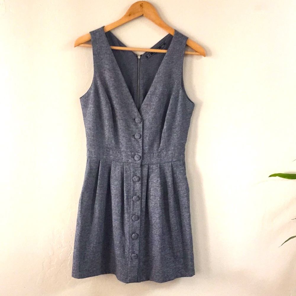 Zara Gray Front Button Down Sleeveless Mini Dress